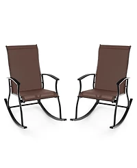 2 Pieces Outdoor Rocking Chairs with Breathable Backrest