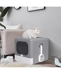 Bingopaw Cats Litter Box Detachable Top & Slide-Out Tray With Scoop