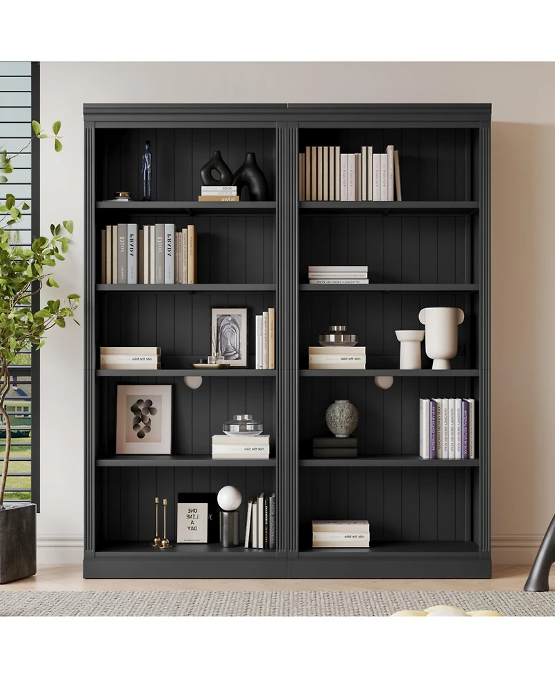 Streamdale 83" Tall 5-Tier Bookcase with Light & Adjustable Shelves