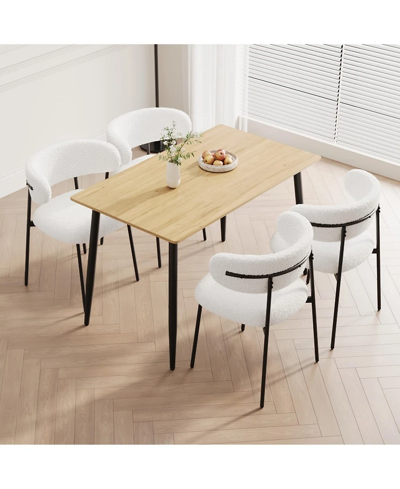 Streamdale Wood Grain Dining Set, Black Metal Legs, Seats 4-6