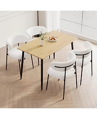Streamdale Wood Grain Dining Set, Black Metal Legs, Seats 4-6
