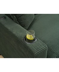 Streamdale Green Corduroy L-Shape Sofa with Usb & Footstool
