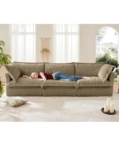 Streamdale Camel Corduroy 3-Seater Slipcovered Sofa