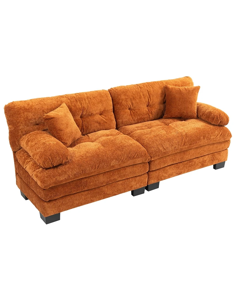 Streamdale Orange Chenille Sectional Sofa Sleeper