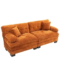 Streamdale Orange Chenille Sectional Sofa Sleeper