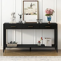 Streamdale Modern Entryway Table with Striped Drawers and Long Legs