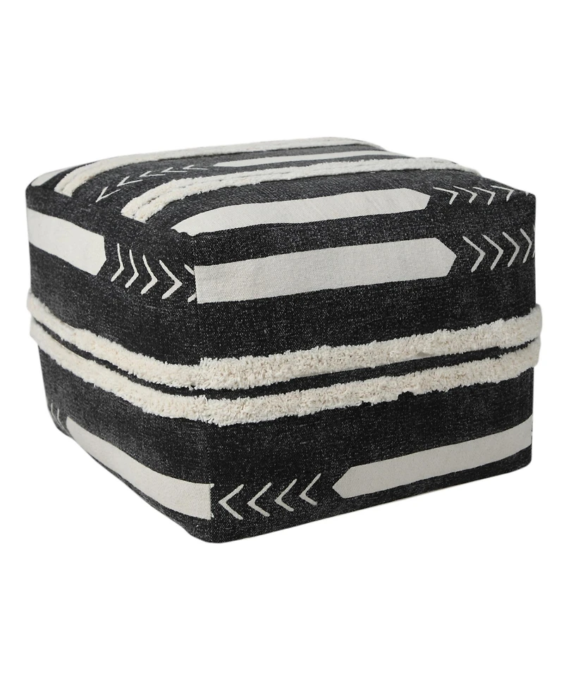 18" Black 100% Cotton Ottoman