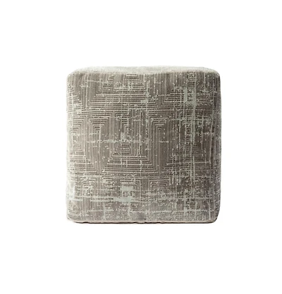 18" Grey Polyester Blend Ottoman