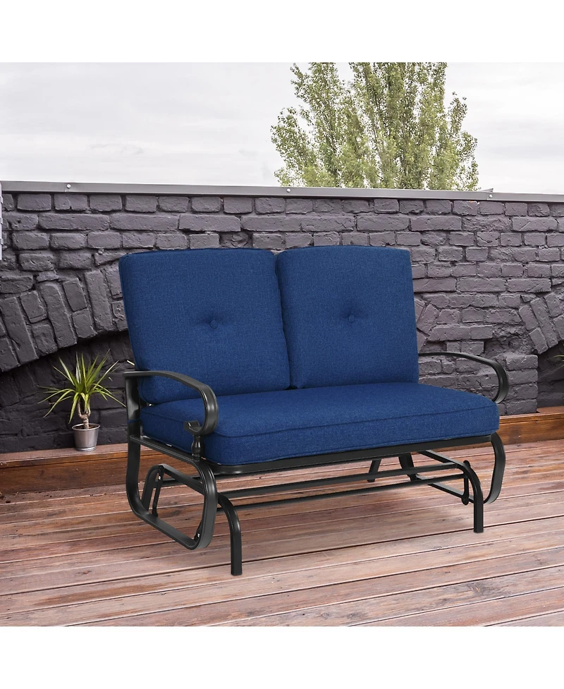 2 Seats Outdoor Swing Glider Chair with Comfortable Cushions