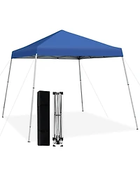 10 x 10 Feet Outdoor Instant Pop-up Canopy with Carrying Bag-Blue