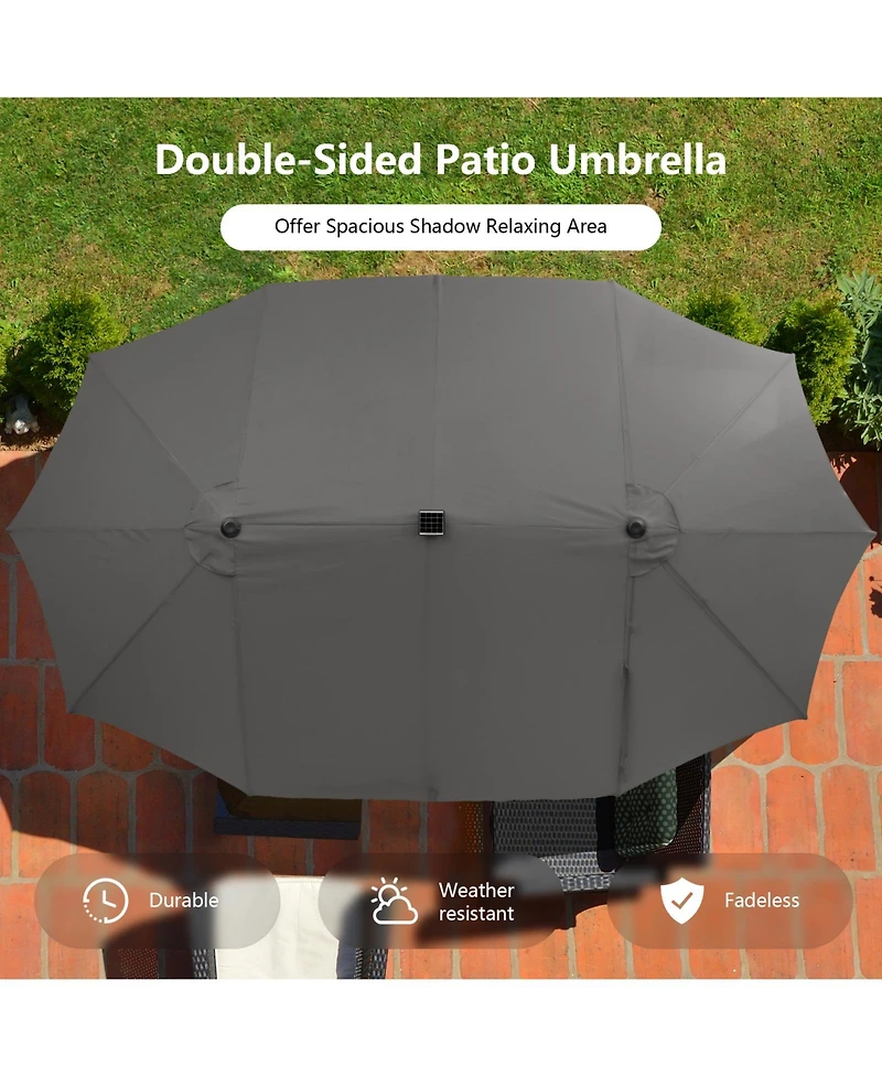 15 Feet Double-Sided Patio Umbrella with 48 Led Lights