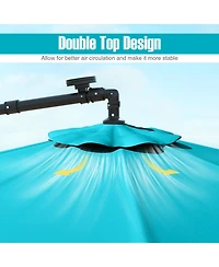 10 Ft Patio Umbrella Offset Cantilever Umbrella with 40 Solar Powered Lights-Turquoise