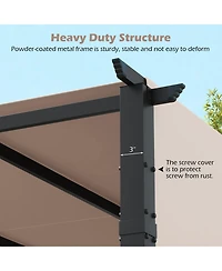 10 x 10 ft Flat Top Pergola with Retractable Canopy for Garden Pool Porch and Backyard-Beige