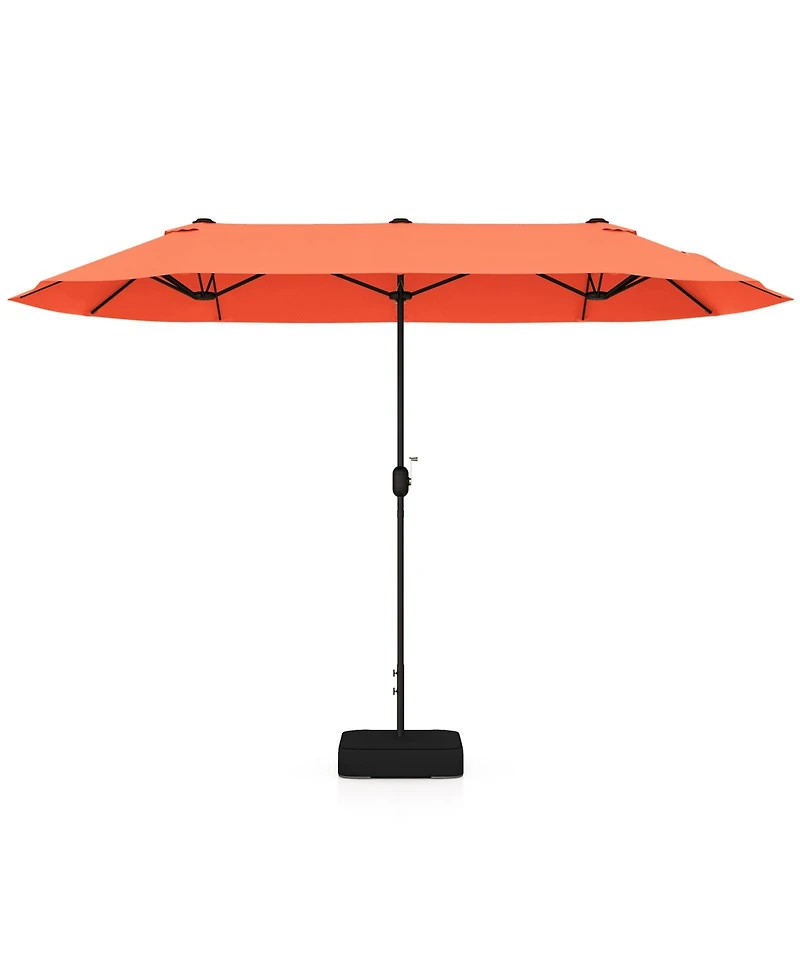 13 Feet Double-Sided Patio Twin Table Umbrella with Crank Handle-Orange