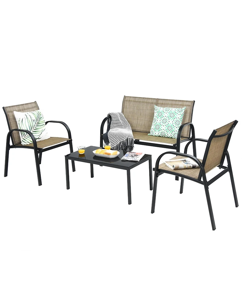 Gymax 4PCS Patio Con