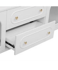 Streamdale Modern 78.7" Tv Stand with 2 Drawers and 2 Glass-Door Cabinets