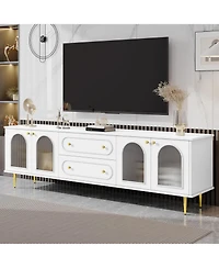 Streamdale Modern 78.7" Tv Stand with 2 Drawers and 2 Glass-Door Cabinets