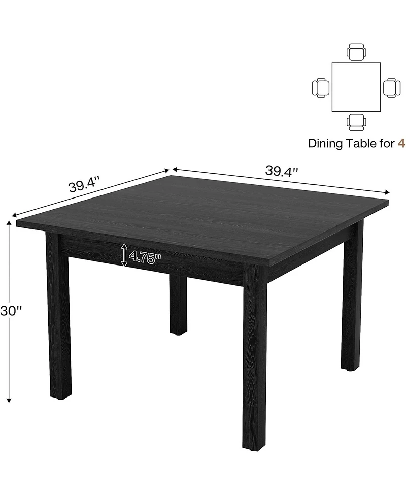 Tribesigns Wood Dining Table, Modern Kitchen Table for Room, 2-4 People Room Square Dinner Tables with Wooden Legs Thick Top S