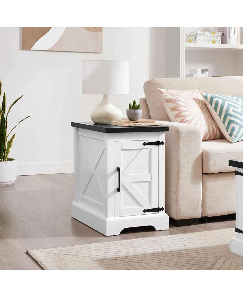 Streamdale Farmhouse End Table with Barn Door Storage