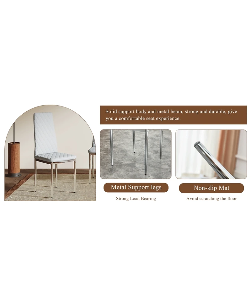 Streamdale 55" Dining Table & 6 Light Gray Chairs - Minimalist Style