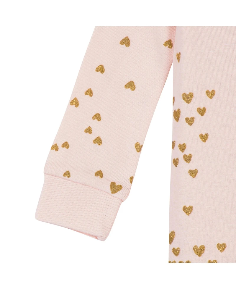 Gerber Baby Girls 2-Pack Snug Fit Footed Cotton Pajamas, Love, 0-3 Months