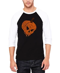 La Pop Art Men's Evil Pumpkin Raglan Baseball Word T-Shirt