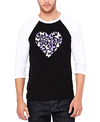 La Pop Art Men's Butterfly Heart Raglan Baseball Word T-Shirt