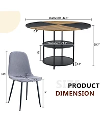 Streamdale 47" Round Dining Set Table with Storage & 4 Linen Chairs