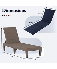 Patio Lounge Outdoor Recliner Chair with Cushion 3-Position Adjustable Backrest