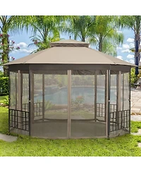 10 x 12 Octagonal Patio Gazebo with Mosquito Net