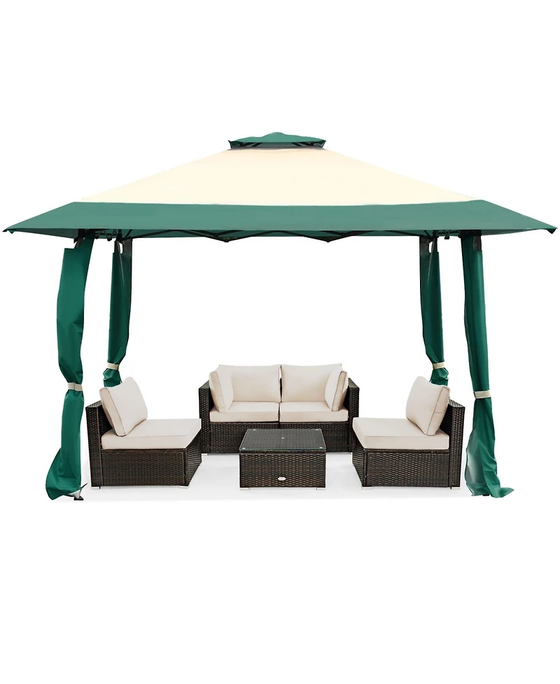 13 Feet x 13 Feet Pop Up Canopy Tent Instant Outdoor Folding Canopy Shelter-Green