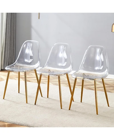 Streamdale Transparent Dining Chairs (Set of 3) - Gold Legs