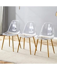 Streamdale Transparent Dining Chairs (Set of 3) - Gold Legs