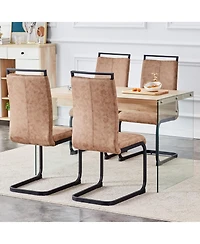Streamdale Wood Coffee Table Set with 4 Brown Chairs