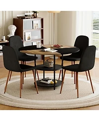 Streamdale 47" Round Dining Table Set with 4 Black Chairs & Storage