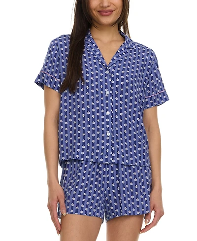Flora by Nikrooz Women's Joselyn Notched-Collar Short Pajama Set