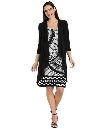 R & M Richards Women's Open-Front Jacket and Necklace Dress Set