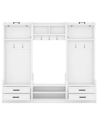 Streamdale 4-in-1 Hall Tree Coat Rack, Shoe Bench, Storage - White