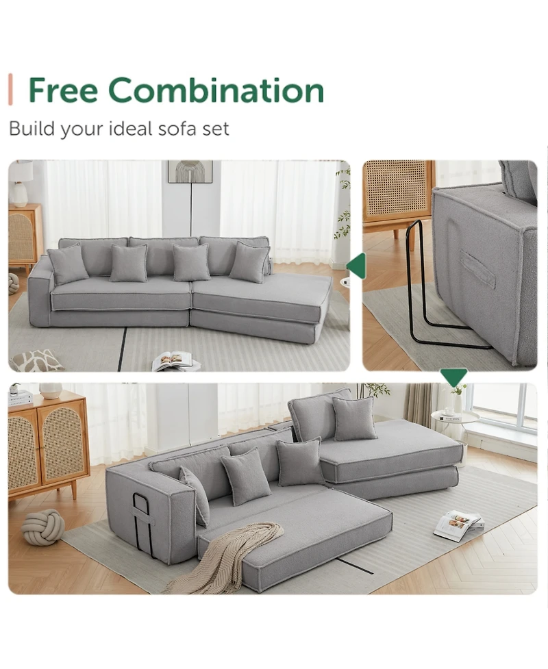 Streamdale Folding Sleeper Sofa Bed - Gray Lamb Velvet