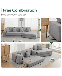 Streamdale Folding Sleeper Sofa Bed - Gray Lamb Velvet