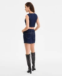 Bar Iii Womens Denim Corset Top Mini Skirt Exclusively At Macys