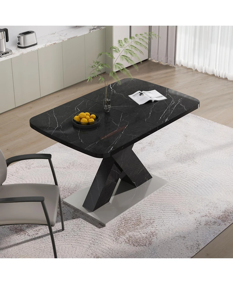 Streamdale Square Marble Top Dining Table, X-Leg