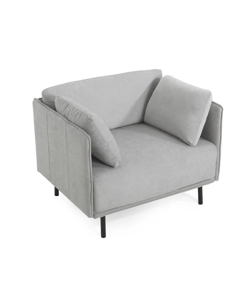 Streamdale Vintage Lounge Chair Grey Polyester, Wood Frame, Steel Legs