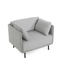 Streamdale Vintage Lounge Chair Grey Polyester, Wood Frame, Steel Legs