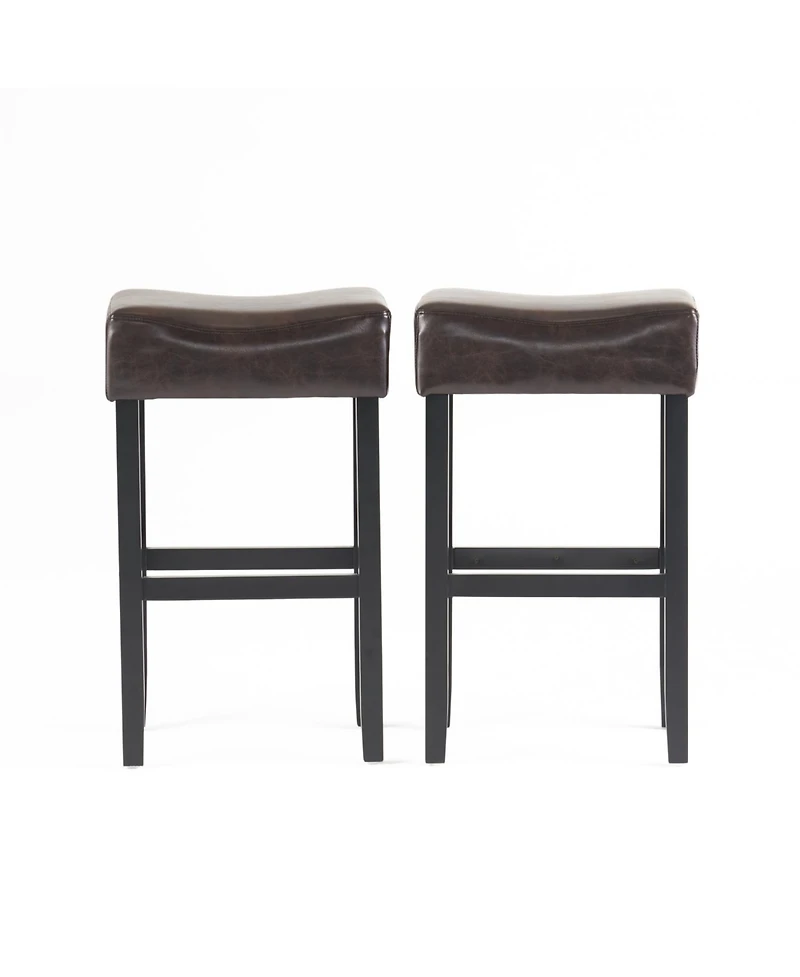 Luxurious Faux Leather Bar Stool with Sturdy Rubberwood Legs for Modern Dining