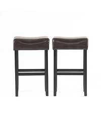Luxurious Faux Leather Bar Stool with Sturdy Rubberwood Legs for Modern Dining