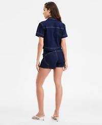 Bar Iii Womens Denim Shirt Shorts Exclusively At Macys