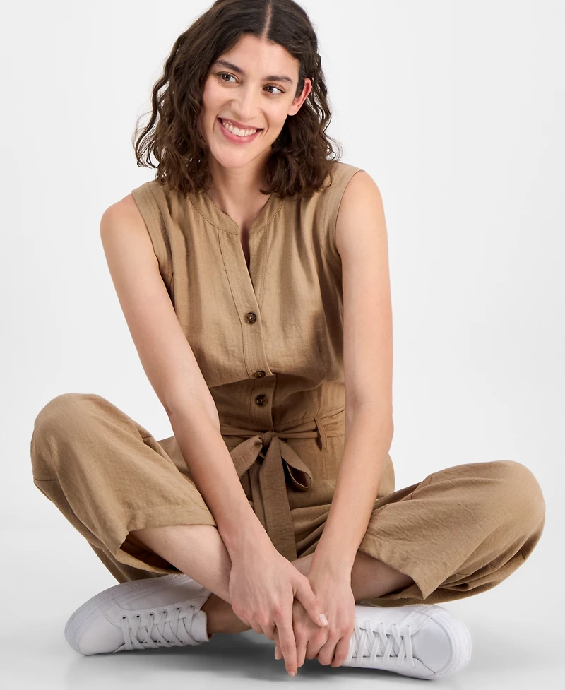Nautica Jeans Women's Sleeveless Belted Jumpsuit