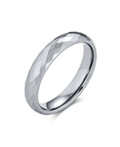 Bling Jewelry Multi Faceted Prism Cut Titanium Band Rings Silver Tone Comfort Fit