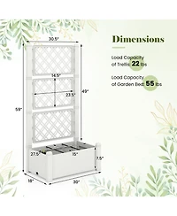 Outdoor Planter Box Self-Watering Raised Garden Bed Trellis with Water Level Indicator